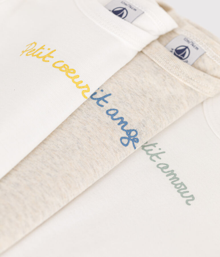 Juego de 3 bodis de algod&oacute;n de manga larga con mensaje para beb&eacute; variante 1