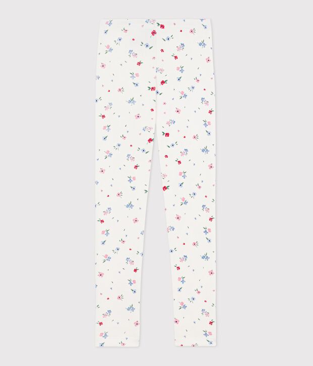Leggings infantiles de algod&oacute;n con estampado de flores blanco/multicolor