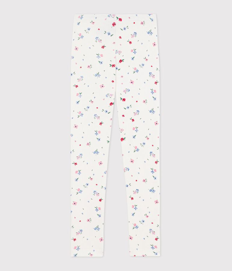 Leggings infantiles de algod&oacute;n con estampado de flores blanco/multicolor