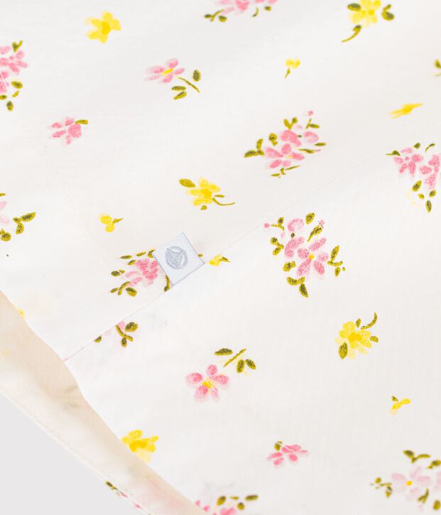 Vestido infantil sin mangas de algod&oacute;n con estampado de flores blanco/multicolor