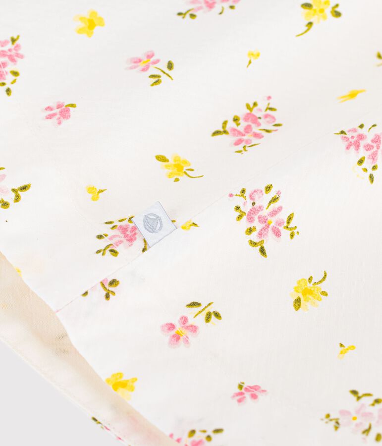 Vestido infantil sin mangas de algod&oacute;n con estampado de flores blanco/multicolor