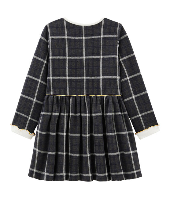 Vestido de malla y cuadros para niña negro CITY/blanco MULTICO