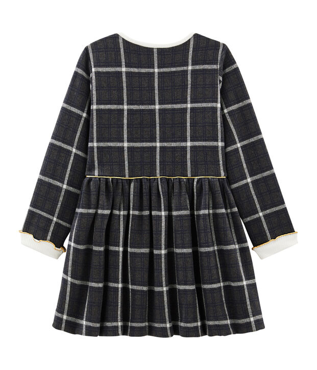 Vestido de malla y cuadros para ni&ntilde;a gris/multicolor