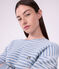 Pijama de rizo de algod&oacute;n a rayas para mujer azul/crudo