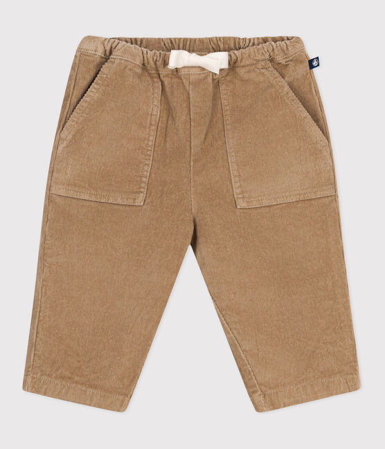 Pantalón de pana lisa para bebé beige ROCHE CLAIR