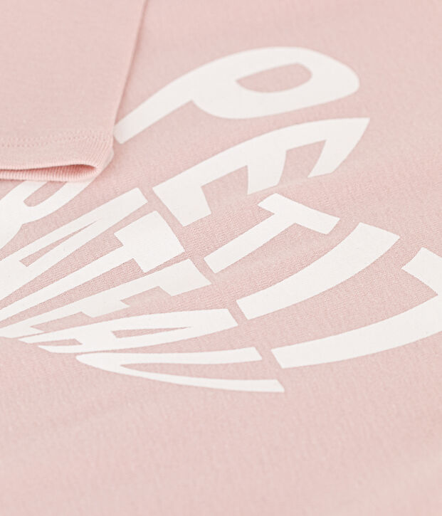Camiseta de algod&oacute;n de manga larga de ni&ntilde;a rosa