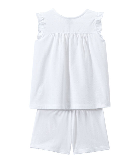 Pijama corto de algodón fino para niña blanco ECUME