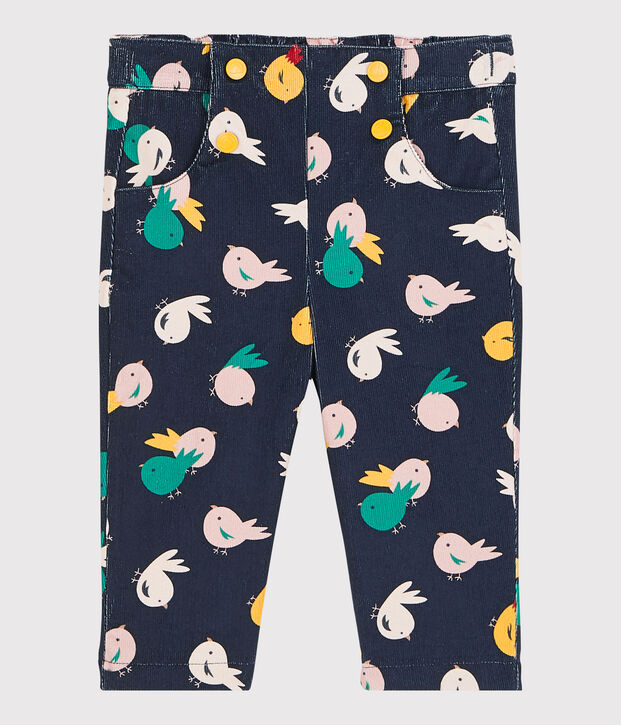 Pantal&oacute;n de terciopelo de beb&eacute;. azul/multicolor