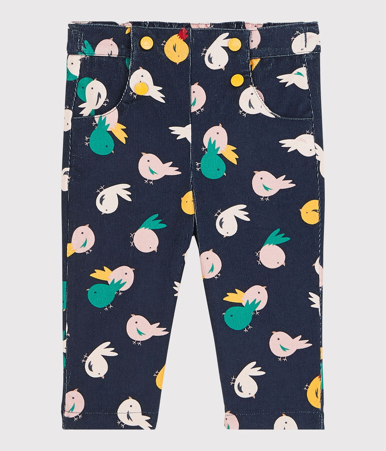 Pantal&oacute;n de terciopelo de beb&eacute;. azul/multicolor