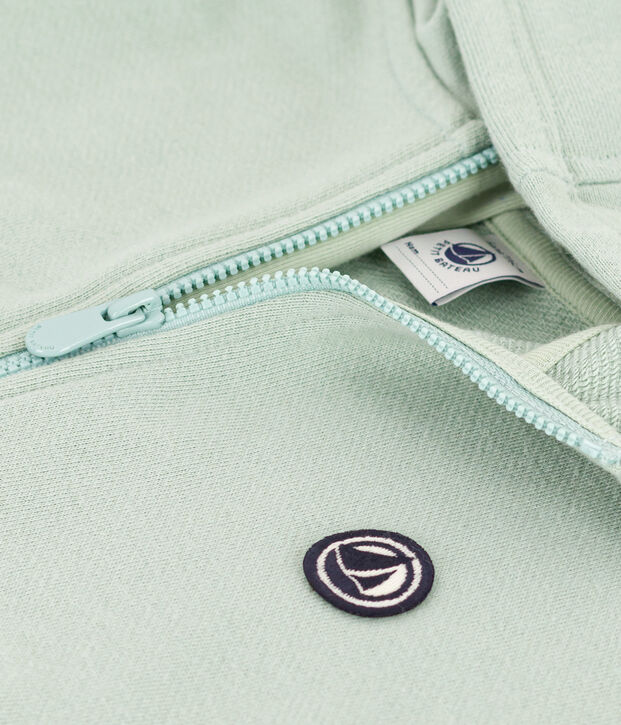 Sudadera de felpa con cremallera y capucha para ni&ntilde;o verde