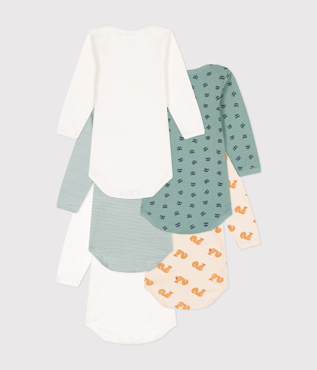 Juego de 5 bodis de algod&oacute;n de manga larga con estampado para beb&eacute; multicolor
