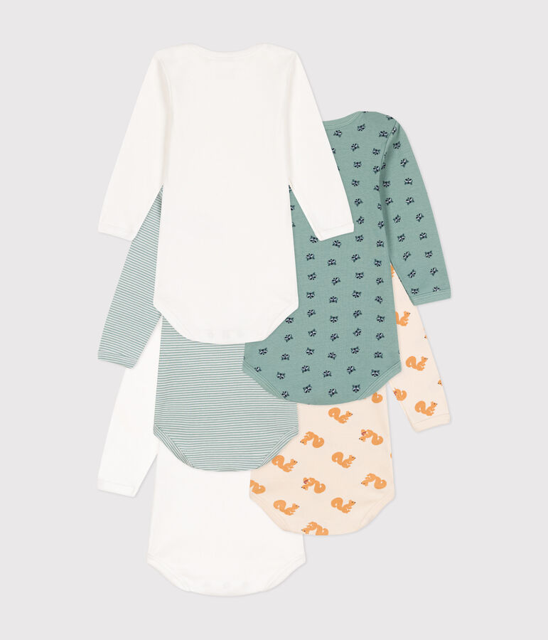 Juego de 5 bodis de algod&oacute;n de manga larga con estampado para beb&eacute; multicolor