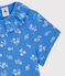 Camiseta de manga corta de algodón de niña azul BRASIER/gris MARSHMALLOW