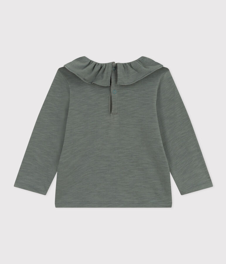 Blusa de punto flameado de manga larga para beb&eacute; verde