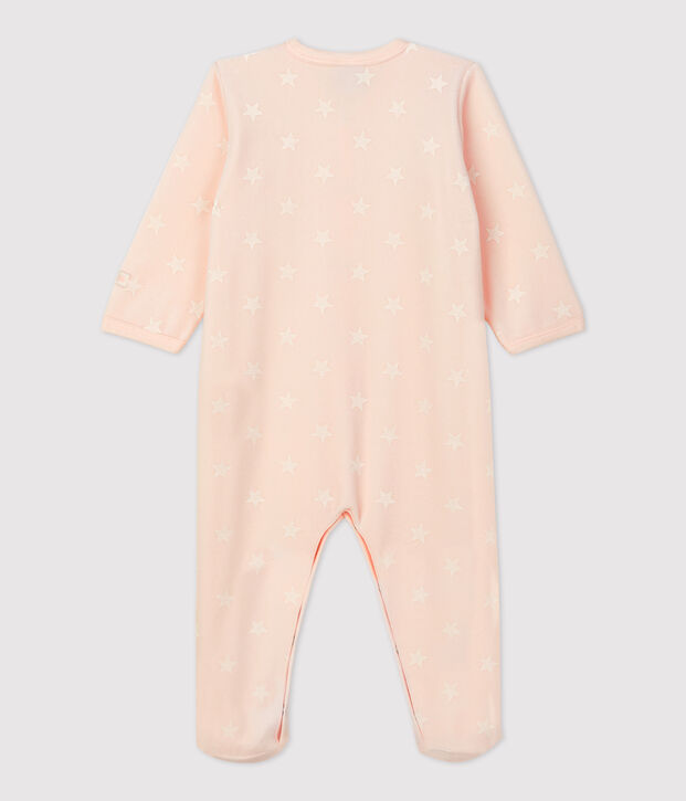 Pelele de terciopelo para beb&eacute; rosa/blanco