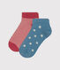 Juego de 2 pares de calcetines de punto de algodón con estrellas para niños