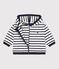 Sudadera de punto grueso con capucha y rayas marineras para bebé blanco MARSHMALLOW/azul SMOKING