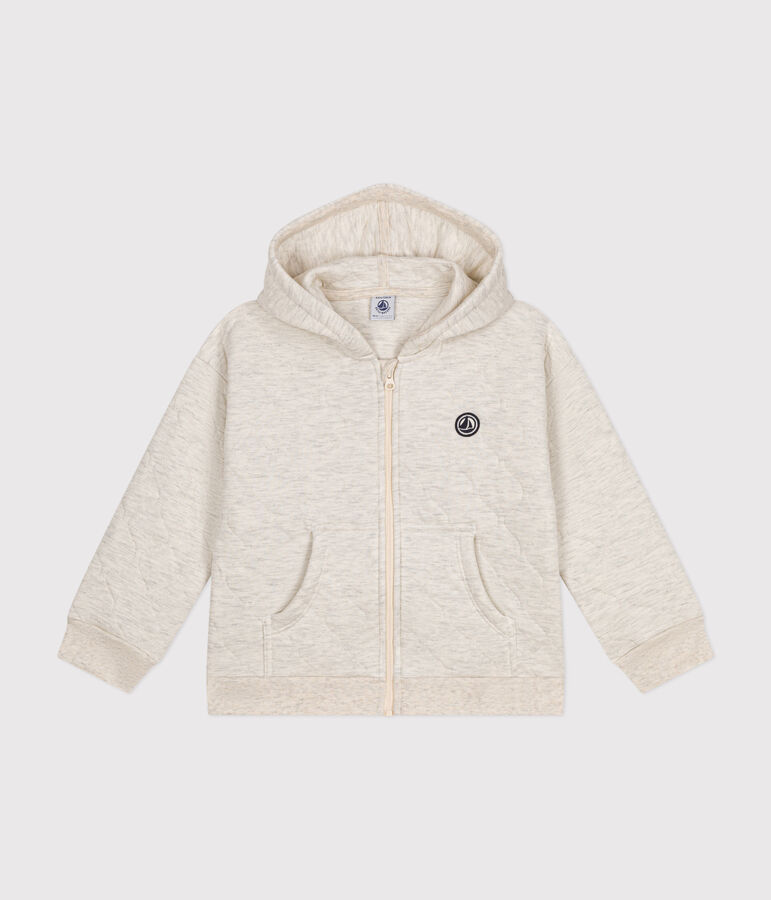 Sudadera con cremallera y capucha de tejido t&uacute;bico acolchado de ni&ntilde;a/ni&ntilde;o beige