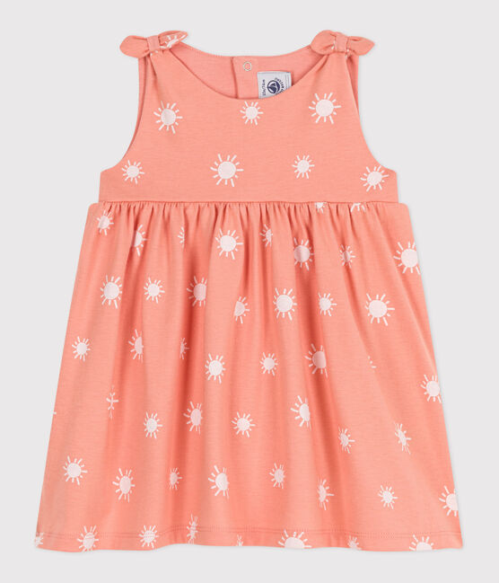 Vestido de algodón sin mangas con estampado de soles para bebé naranja ABRICOT/ MARSHMALLOW