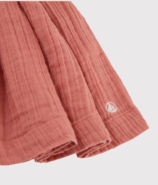Vestido de gasa de algodón orgánico para niña rosa PAPAYE