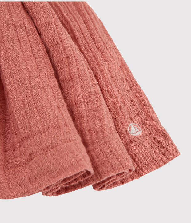 Vestido de gasa de algod&oacute;n org&aacute;nico para ni&ntilde;a rosa