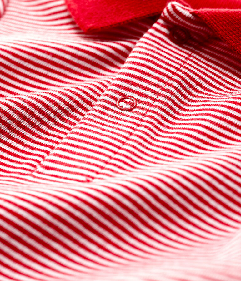 Body de cuello polo de algod&oacute;n y manga corta de beb&eacute; ni&ntilde;o rojo/blanco