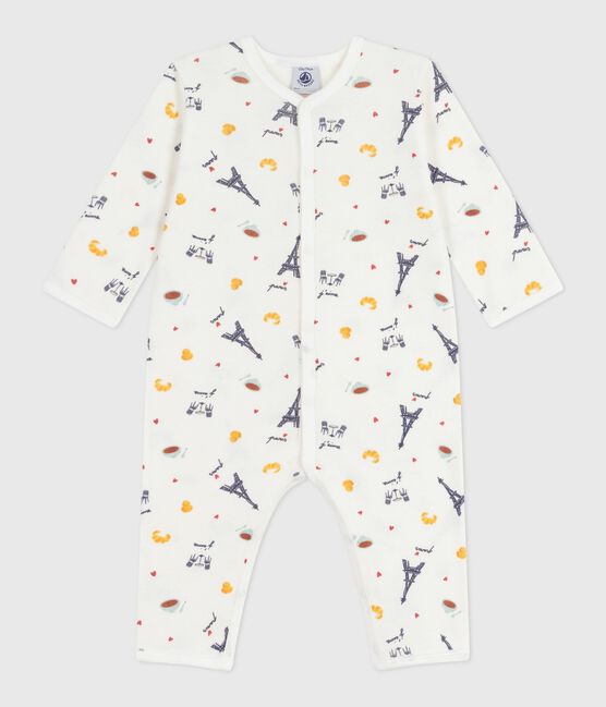 Pijama sin pies de algodón con estampado de París para bebé blanco MARSHMALLOW/blanco MULTICO