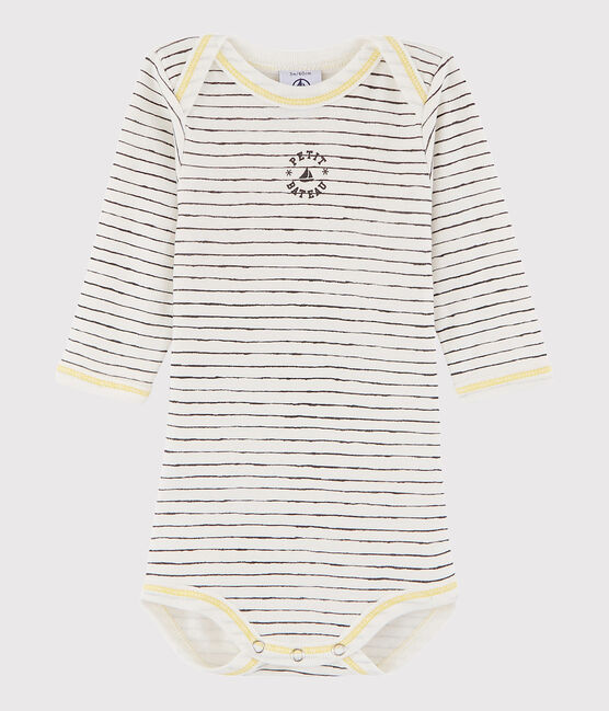 Bodi de manga larga de bebé niño blanco MARSHMALLOW/gris MAKI/ MULTICO
