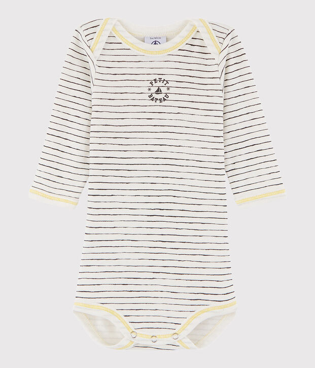 Bodi de manga larga de beb&eacute; ni&ntilde;o blanco/gris/multicolor