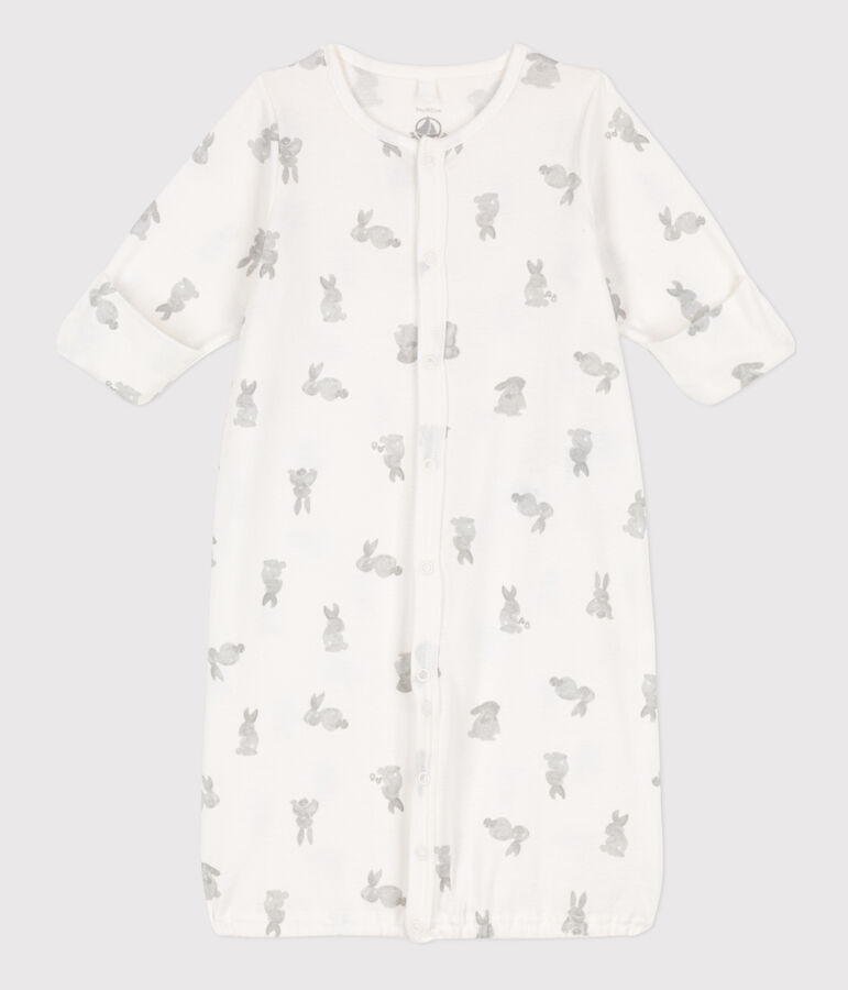 Mono saco de algod&oacute;n estampado blanco MARSHMALLOW/gris GRIS