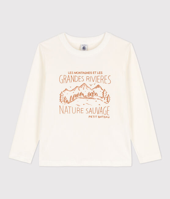 Camiseta estampada de manga larga para niño blanco MARSHMALLOW