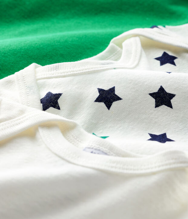Tres bodis de manga corta de lino/algod&oacute;n para beb&eacute; de ni&ntilde;o multicolor