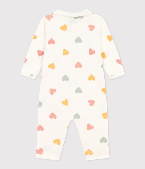 Pijama sin pies de algodón con corazones multicolores para bebé blanco MARSHMALLOW/blanco MULTICO