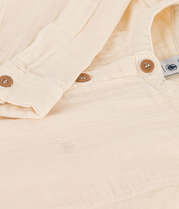 Camisa de gasa de algod&oacute;n de ni&ntilde;o crudo