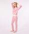 Pijama de algodón a rayas para mujer rosa ROSEWOOD/ MARSHMALLOW