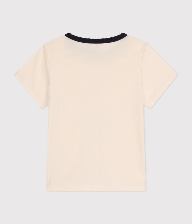 Camiseta de algod&oacute;n de manga corta para ni&ntilde;a crudo