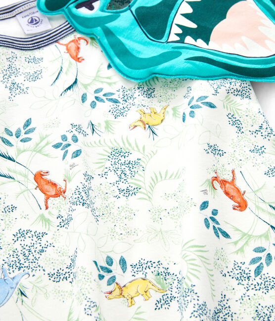 Pijama corto de punto para niño con máscara blanco MARSHMALLOW/blanco MULTICO