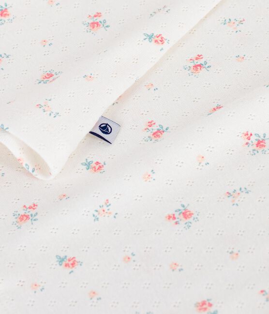 Camisón infantil de algodón calado con estampado de flores blanco MARSHMALLOW/blanco MULTICO
