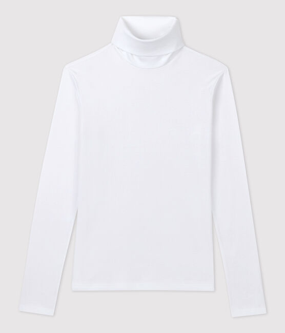 Camiseta de cuello alto emblemática de algodón de mujer blanco ECUME