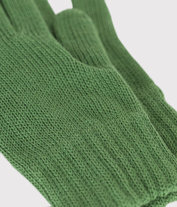 Guantes infantiles lisos de punto tricotado verde