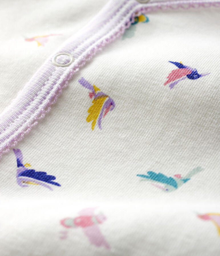 Pelele con pies desmontables de punto acanalado para beb&eacute; ni&ntilde;a blanco/multicolor