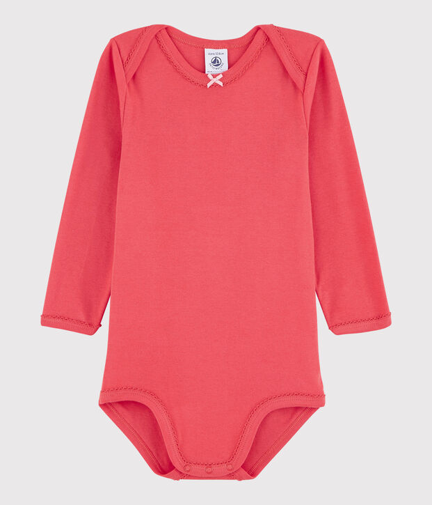 Bodi de manga larga de beb&eacute; ni&ntilde;a rojo