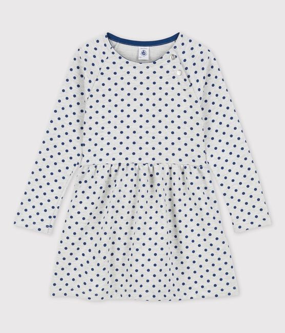 Vestido de muletón de manga larga para niña gris BELUGA/azul MEDIEVAL