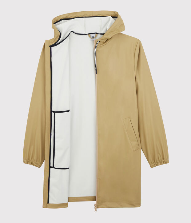 Chubasquero largo y ligero de material reciclado unisex beige