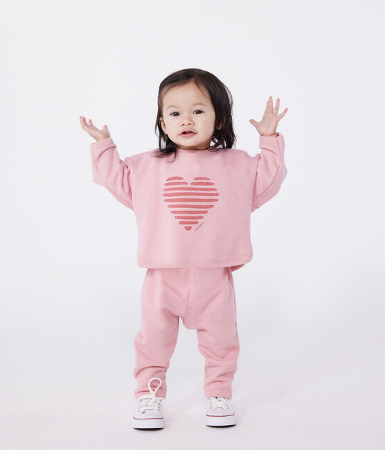 Sudadera de bebé de algodón liso rosa CHARME