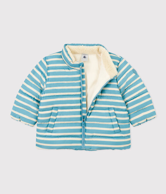 Abrigo a rayas con capucha retráctil de bebé azul AZUL/blanco AVALANCHE