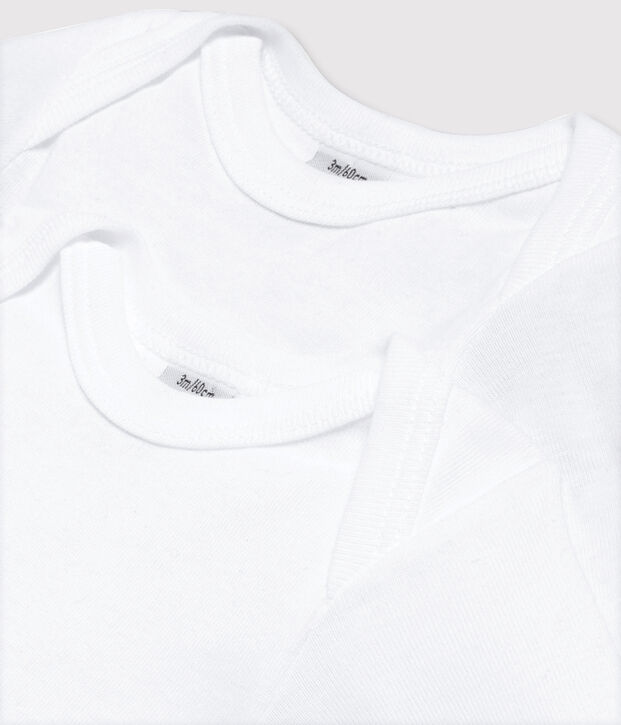 Lote de 2 bodys blancos de manga larga de beb&eacute; blanco