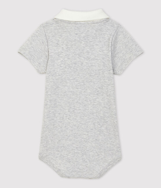 Bodi de manga corta con cuello de polo de algodón ecológico de bebé gris BELUGA CHINE