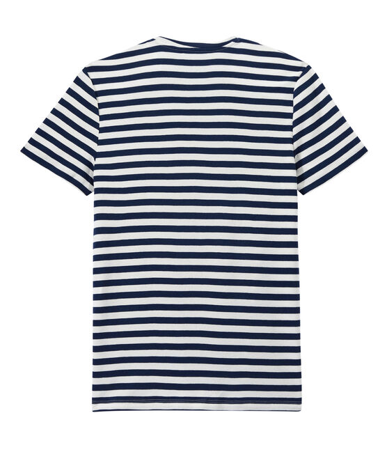 Camiseta de rayas bicolor para hombre azul MEDIEVAL/blanco MARSHMALLOW