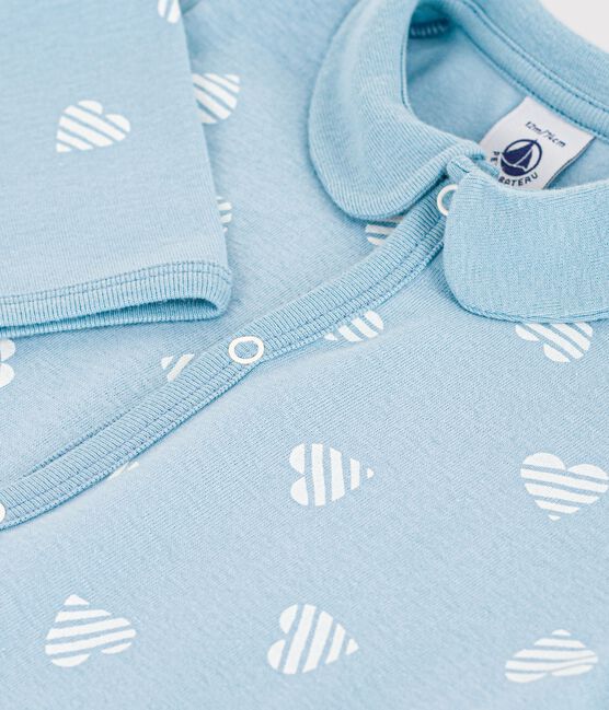Pijama sin pies de algodón con cuello y estampado de corazones para bebé MIMI/ ECUME